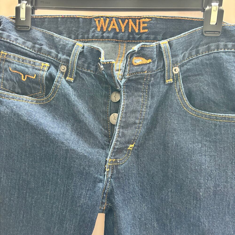 Kimes Ranch Wayne Jeans- Made in USA-Mens 28x32 -Dark Wash Button Fly Western - Picture 4 of 7